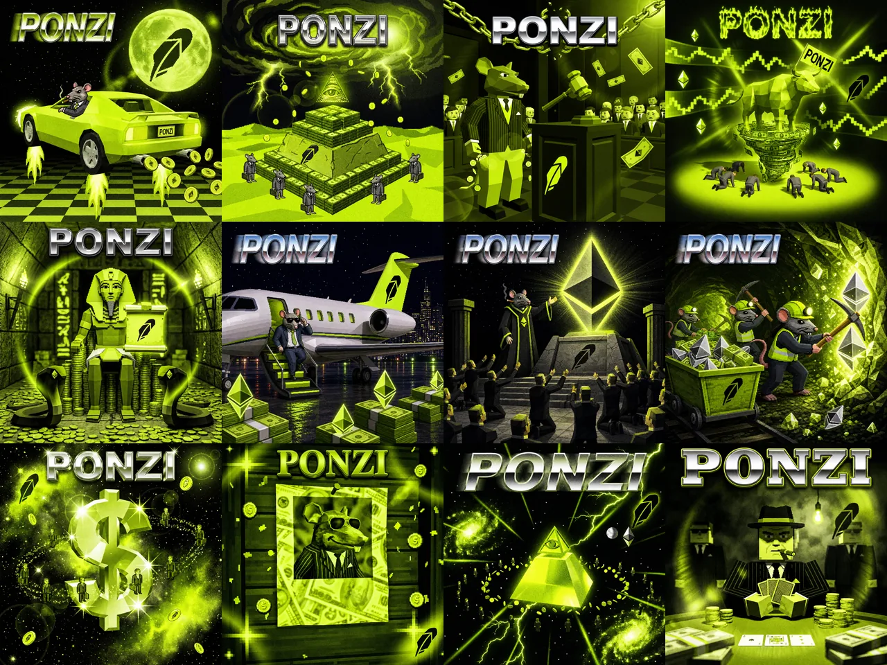 PONZI · Robinhood Chain, The same joke re-cut for another chain, 50 images