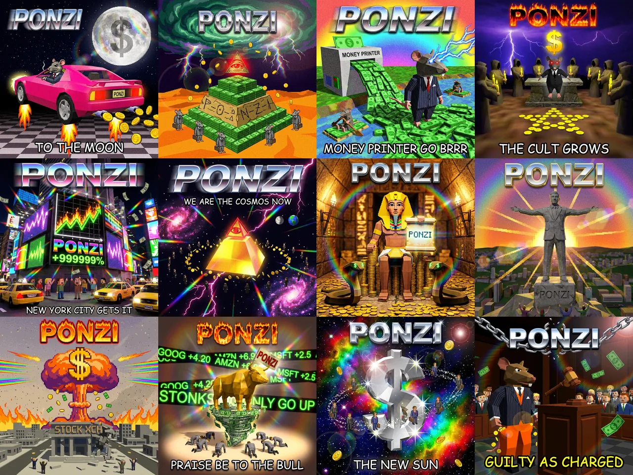 PONZI, A 42-image campaign set, played entirely straight